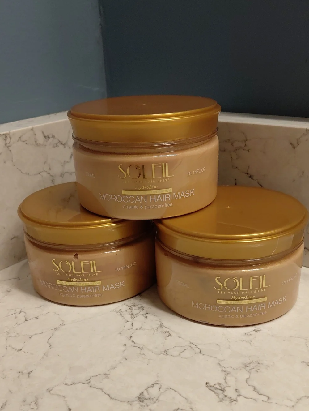 LOT 3 SOLEIL Hydra Line Morrocan Hair Mask For Shine, Repair, Hydration 10.14 Oz